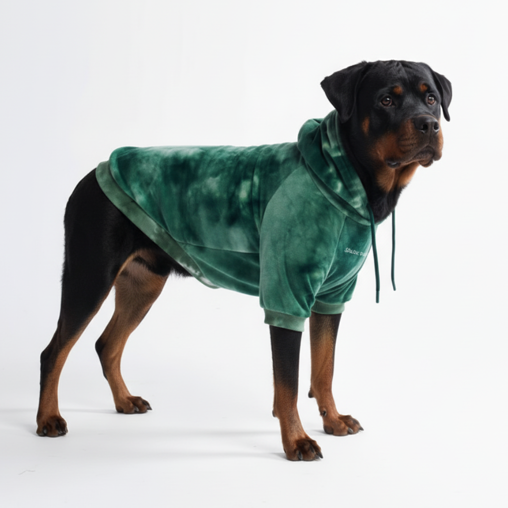 Velvet Dog Hoodie - Emerald Green